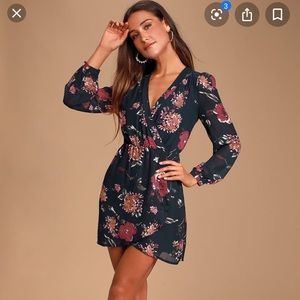 Lulu’s Floral Long Sleeve Wrap Dress